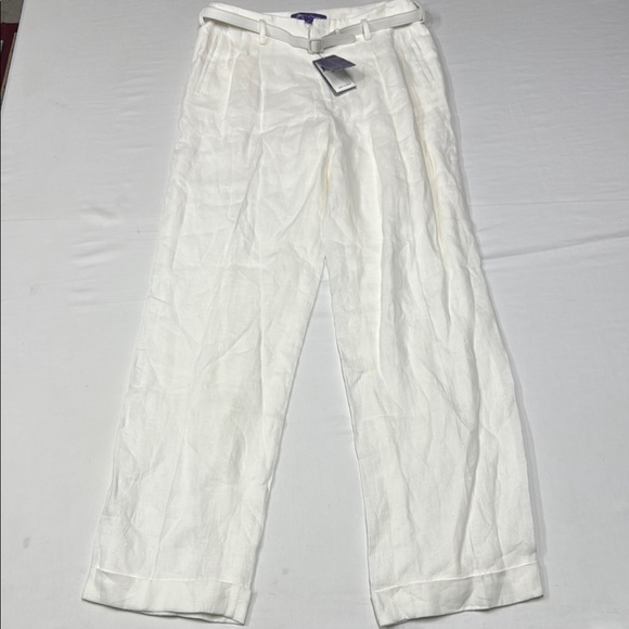 Ralph Lauren Purple Label collection women's Stamford Pleated 100% Linen Pant - Picture 5 of 16